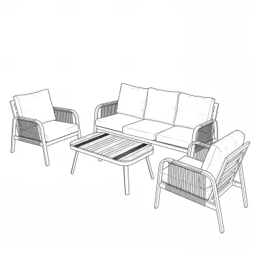 NOVA Harvey 3 Seater Sofa Lounging Set - Rectangular Coffee Table