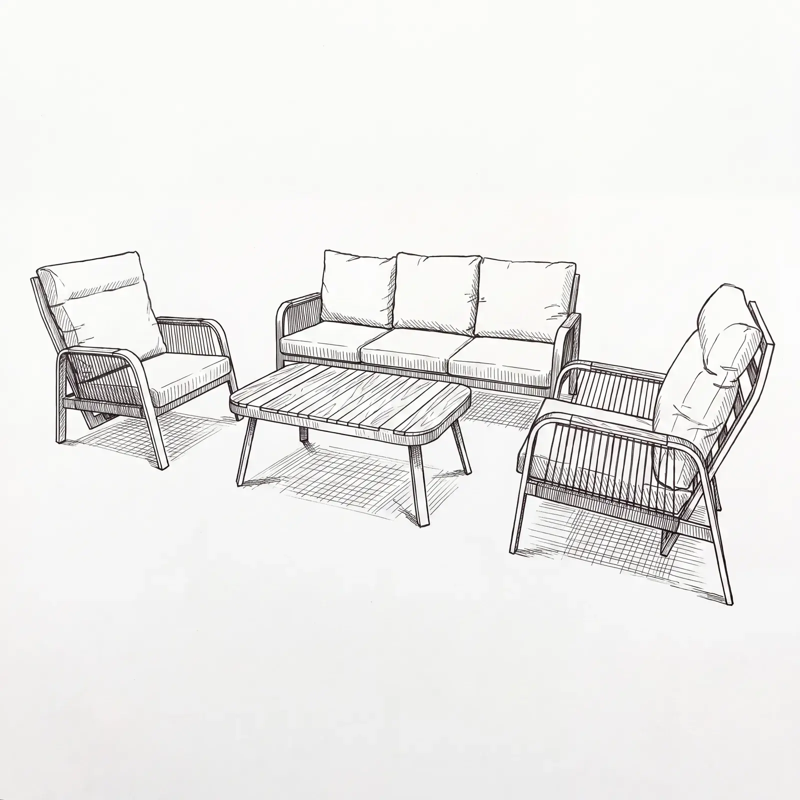 NOVA Harvey 3 Seater Sofa Reclining Lounging Set - Rectangular Coffee Table