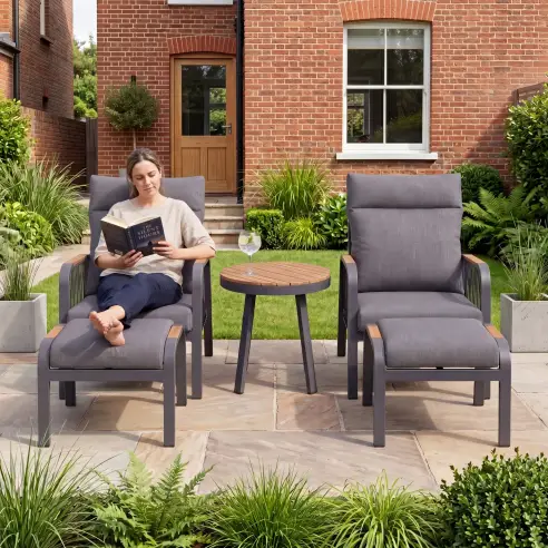 NOVA Harvey 5pc Reclining Lounging Set - Round Side Table NOVA Harvey 5pc Reclining Lounging Set - Round Side Table