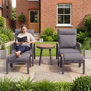 NOVA Harvey 5pc Reclining Lounging Set - Round Side Table