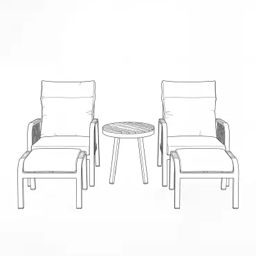 NOVA Harvey 5pc Reclining Lounging Set - Round Side Table