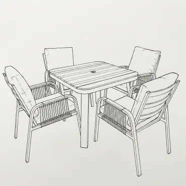NOVA Harvey 4 Seat Dining Set - 0.9m Square Table