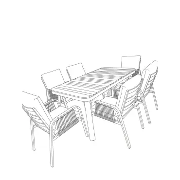 NOVA Harvey 6 Seat Dining Set - 1.6*0.9m Rectangular Table