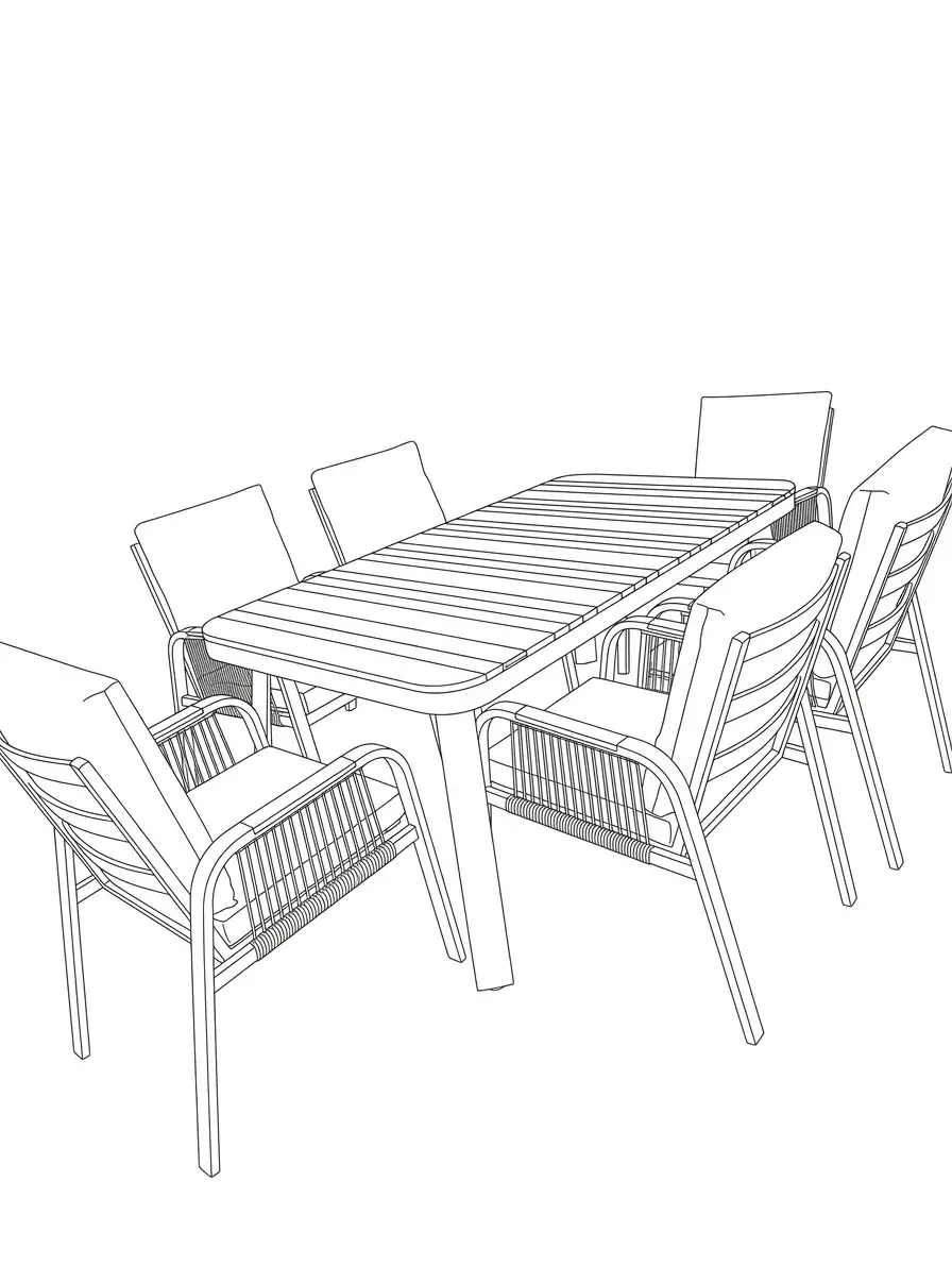 NOVA Harvey 6 Seat Dining Set - 1.6*0.9m Rectangular Table