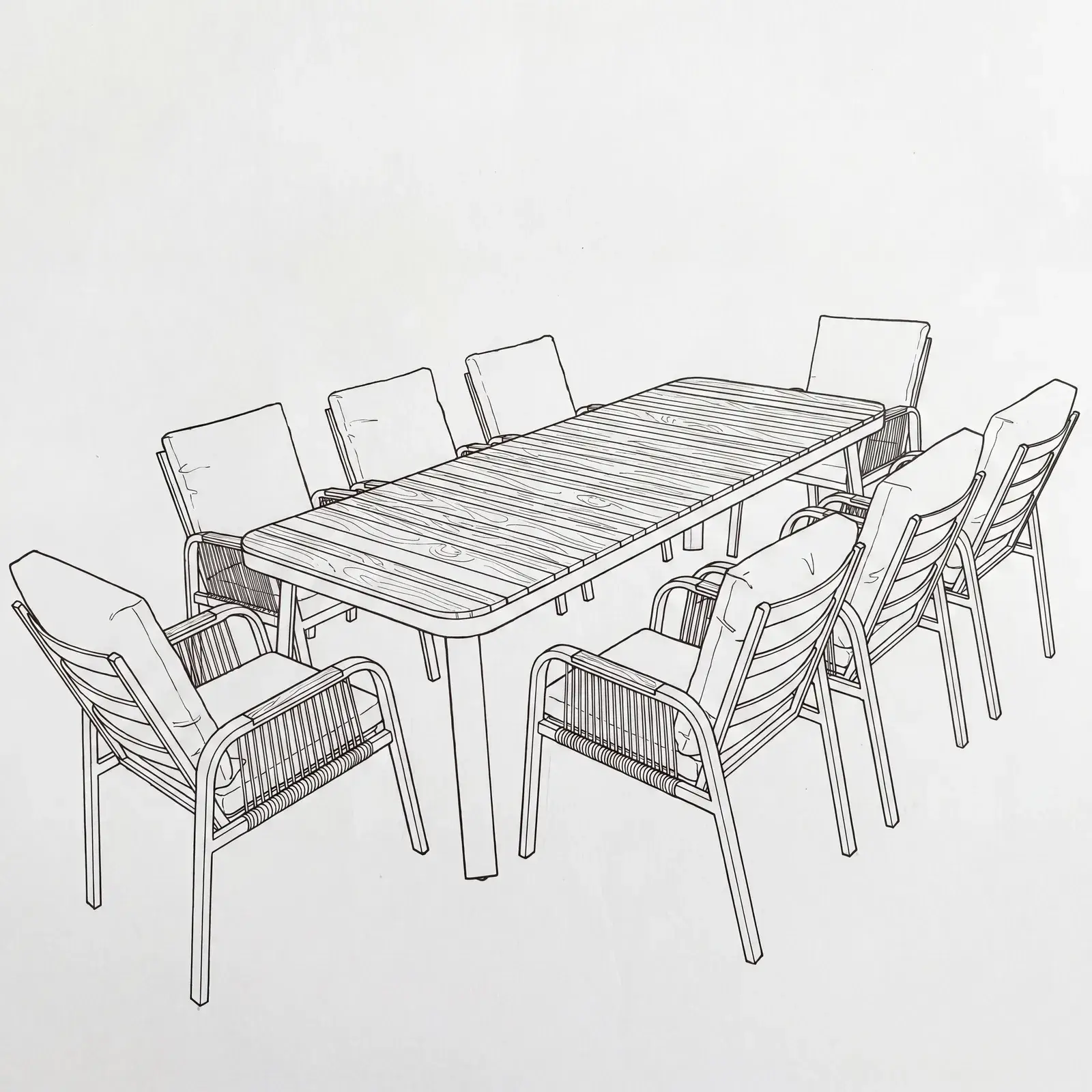 NOVA Harvey 8 Seat Dining Set - 2.2*0.9m Rectangular Table