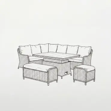 NOVA Ivy Left Hand Corner Sofa Lounge Dining Set - Rectangular Rise & Fall Table
