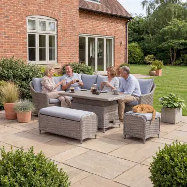 NOVA Ivy Left Hand Corner Sofa Lounge Dining Set - Rectangular Rise & Fall Table