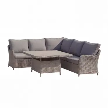 NOVA Ivy Corner Sofa Lounge Dining Set - Square Rise & Fall Table