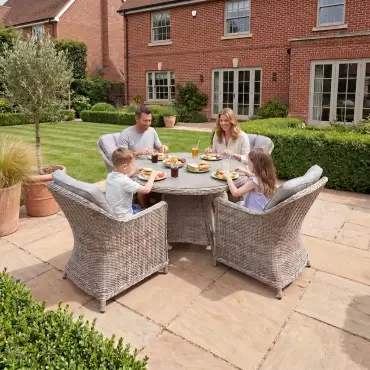 NOVA Ivy 4 Seat Dining Set - 1.2m Round Table (Ceramic Glass)