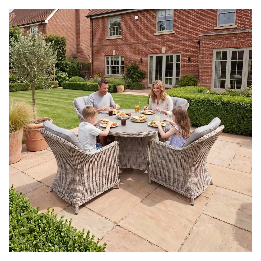 NOVA Ivy 4 Seat Dining Set - 1.2m Round Table (Ceramic Glass)