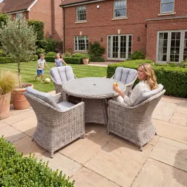 NOVA Ivy 4 Seat Dining Set - 1.2m Round Table (Ceramic Glass)