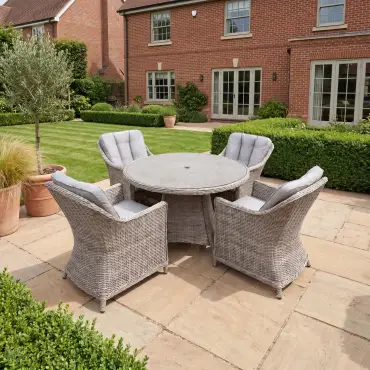 NOVA Ivy 4 Seat Dining Set - 1.2m Round Table (Ceramic Glass)