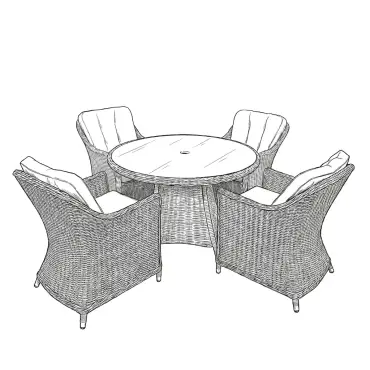 NOVA Ivy 4 Seat Dining Set - 1.2m Round Table (Ceramic Glass)