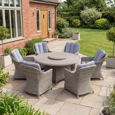 NOVA Ivy 6 Seat Dining Set - 1.4m Round Table (Ceramic Glass)