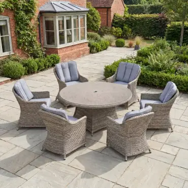 NOVA Ivy 6 Seat Dining Set - 1.4m Round Table (Ceramic Glass)