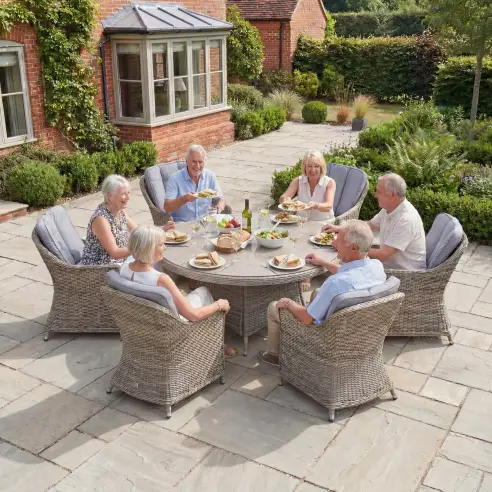 NOVA Ivy 6 Seat Dining Set - 1.4m Round Table (Ceramic Glass) NOVA Ivy 6 Seat Dining Set - 1.4m Round Table (Ceramic Glass)