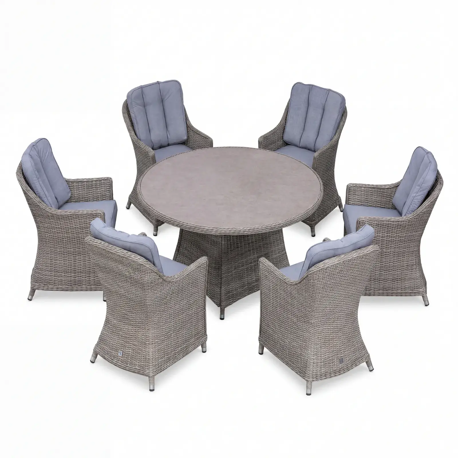 NOVA Ivy 6 Seat Dining Set - 1.4m Round Table (Ceramic Glass)