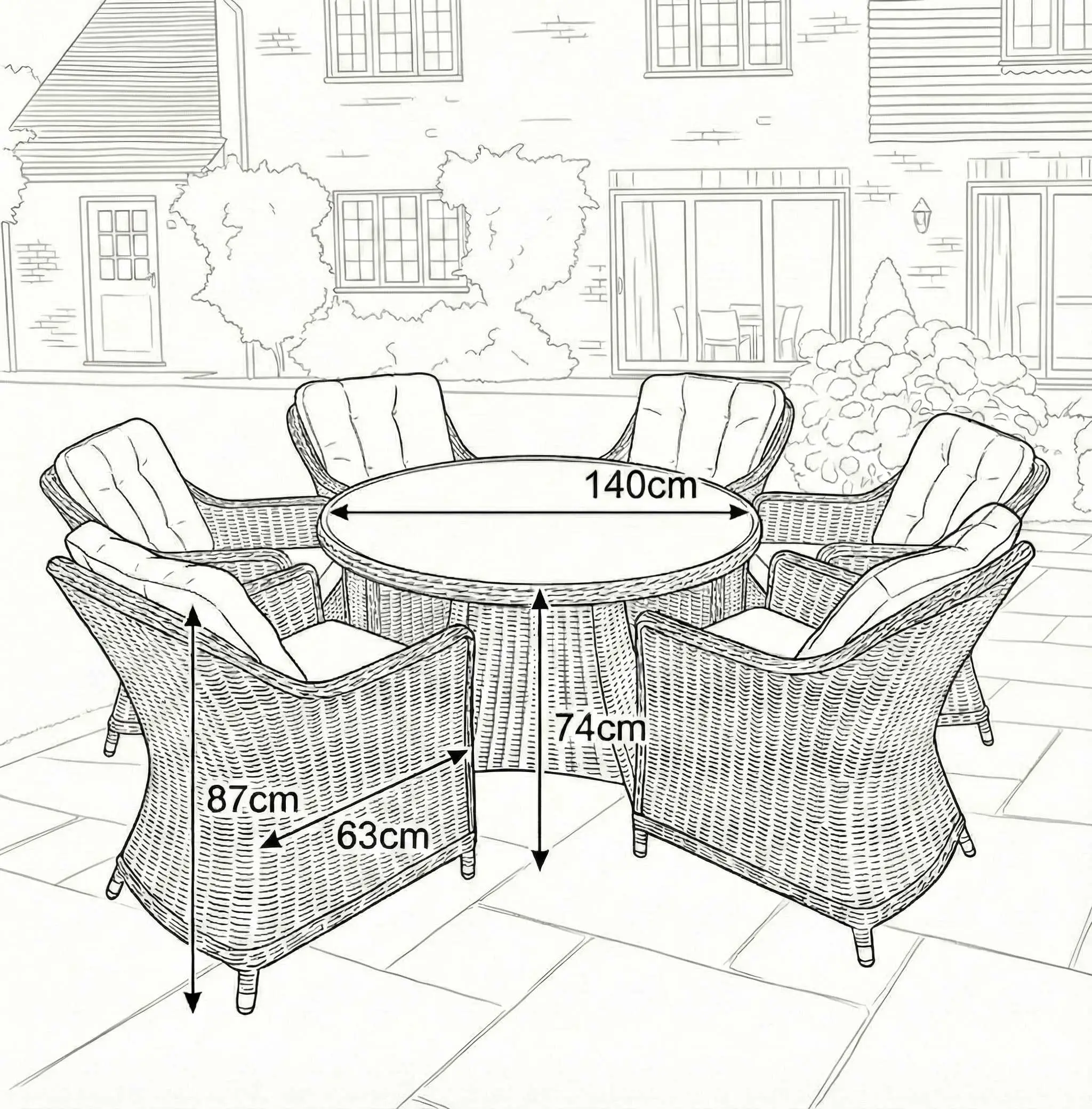 NOVA Ivy 6 Seat Dining Set - 1.4m Round Table (Ceramic Glass)