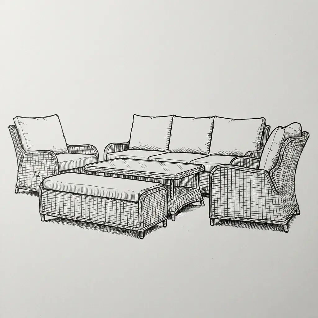 NOVA Avery Grande 3 Seater Reclining Sofa Lounge Dining Set - Rectangular Rise & Fall Table (Plus)