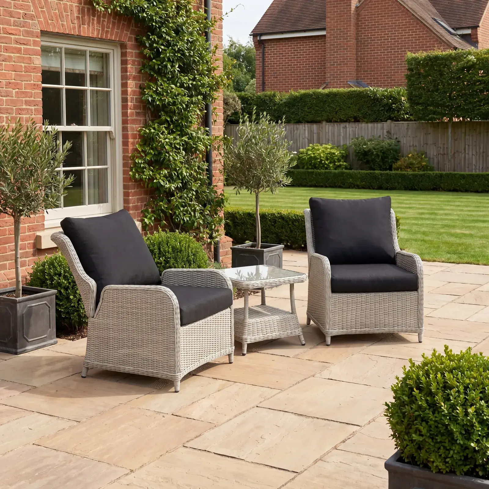 NOVA Avery Grande 3pc Reclining Lounging Set - Square Side Table