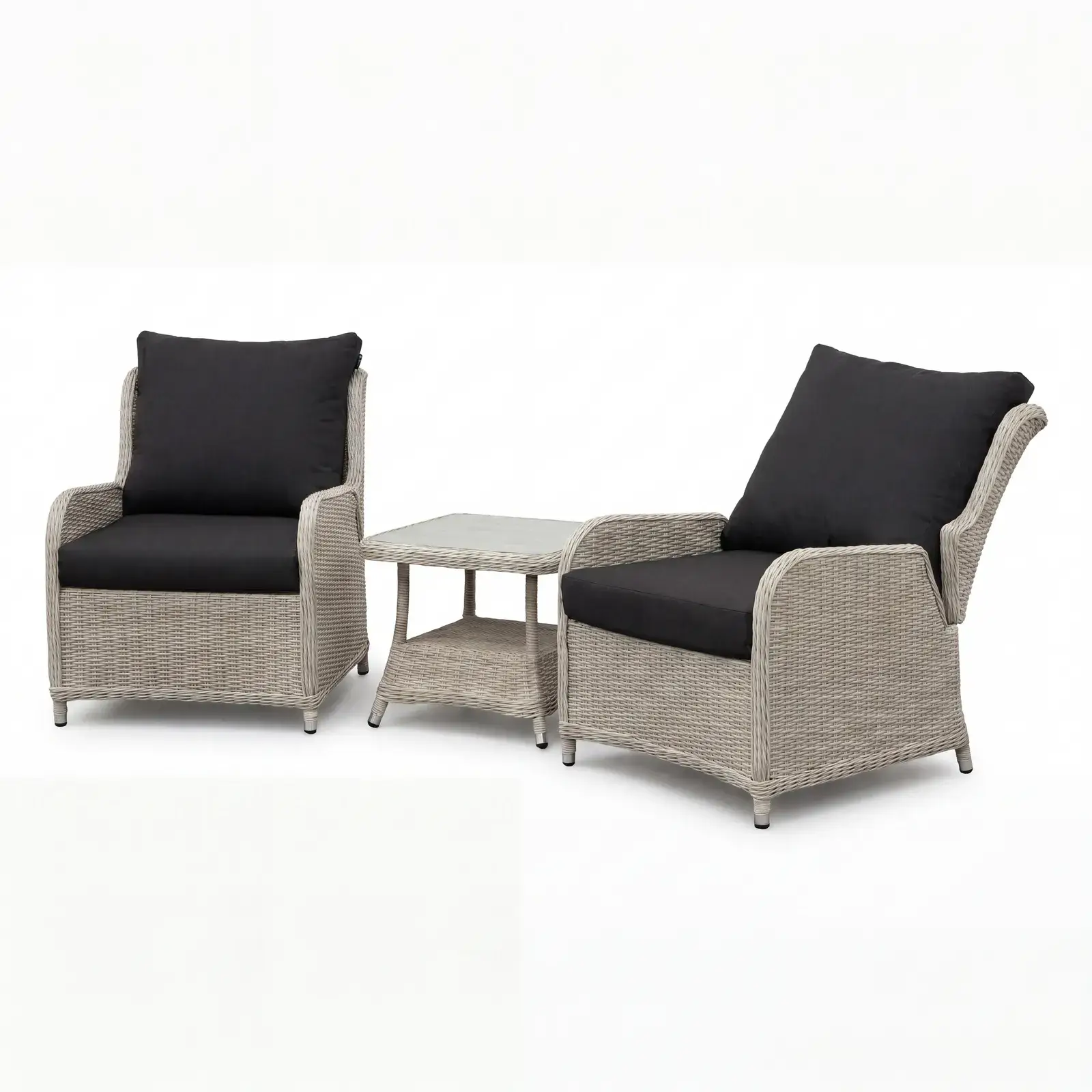 NOVA Avery Grande 3pc Reclining Lounging Set - Square Side Table