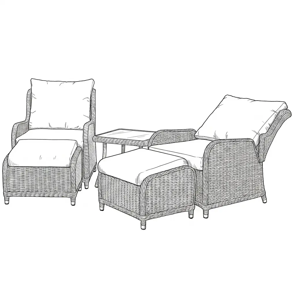 NOVA Avery Grande 5pc Reclining Lounging Set - Square Side Table