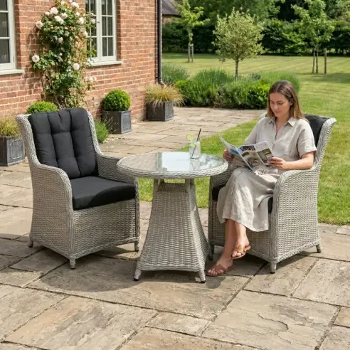 NOVA Avery 2 Seat Bistro Set - 0.75m Round Table (Clear Glass) NOVA Avery 2 Seat Bistro Set - 0.75m Round Table (Clear Glass)