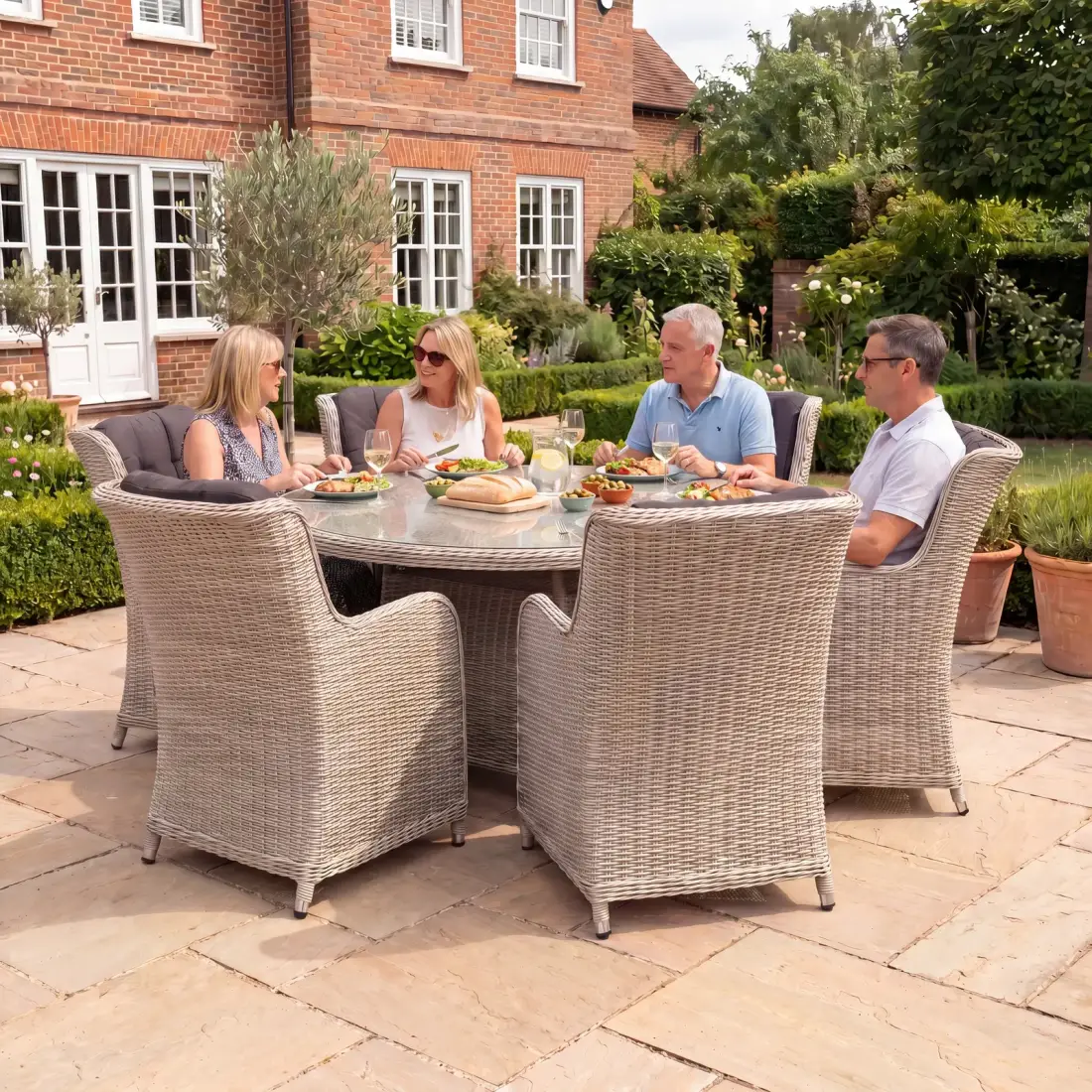 NOVA Avery 6 Seat Dining Set - 1.4m Round Table (Clear Glass) NOVA Avery 6 Seat Dining Set - 1.4m Round Table (Clear Glass)