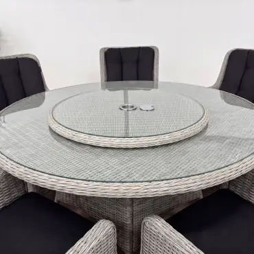 NOVA Avery Lazy Susan for 8 Seat Round Dining Sets (Rattan Clear Glass)
