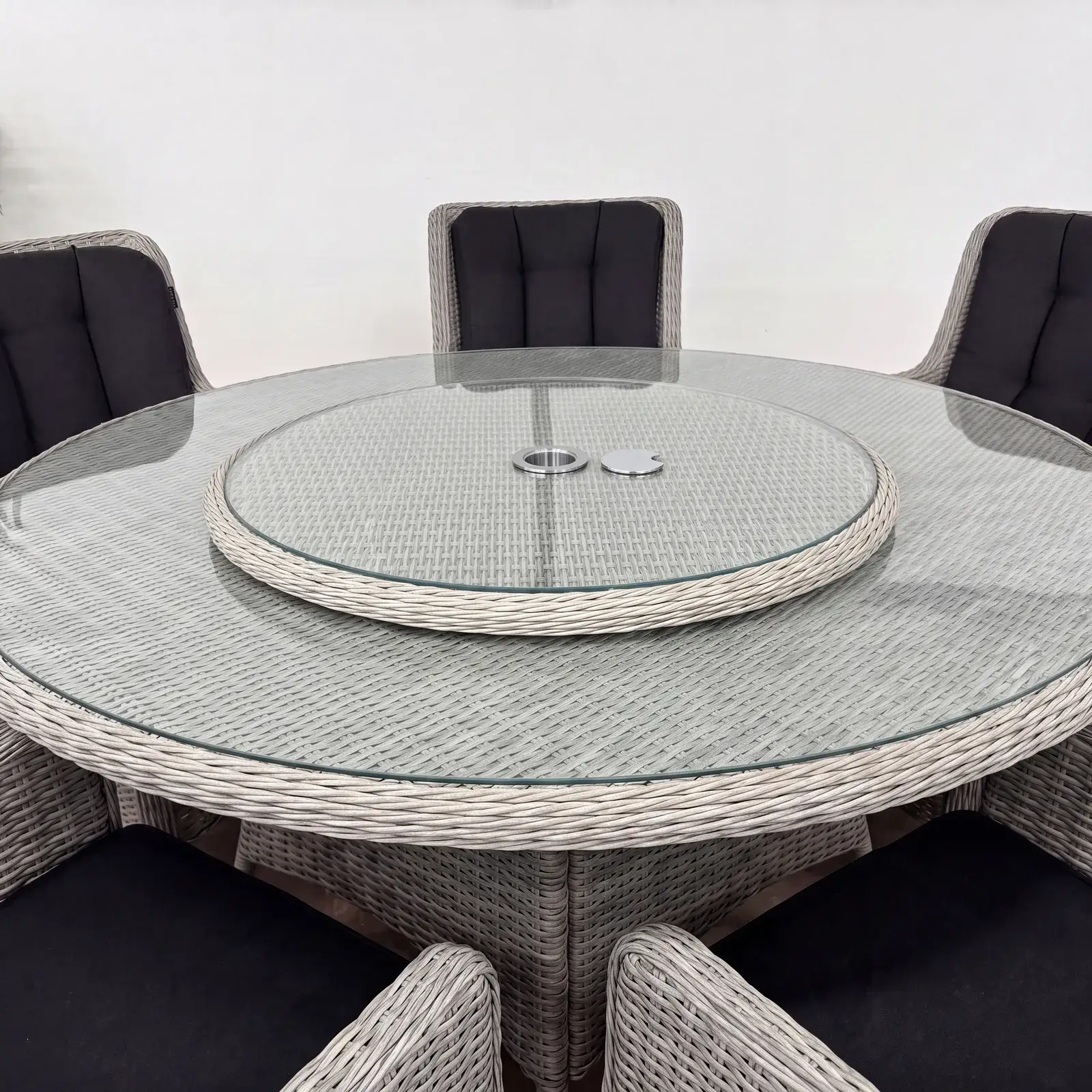NOVA Avery Lazy Susan for 8 Seat Round Dining Sets (Rattan Clear Glass)