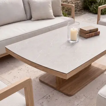 Malibu Rectangular Aluminium Corner Dining Set - Rising Table & Bench