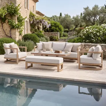 Malibu 3 Seat Aluminium Sofa Set - Rising Table & Bench
