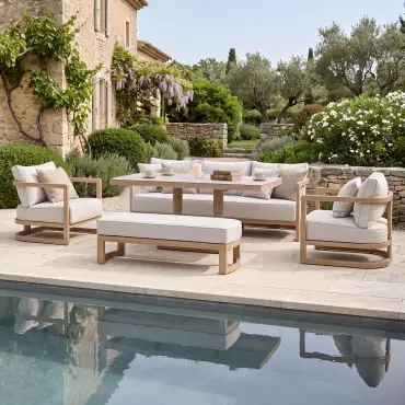 Malibu 3 Seat Aluminium Sofa Set - Rising Table & Bench