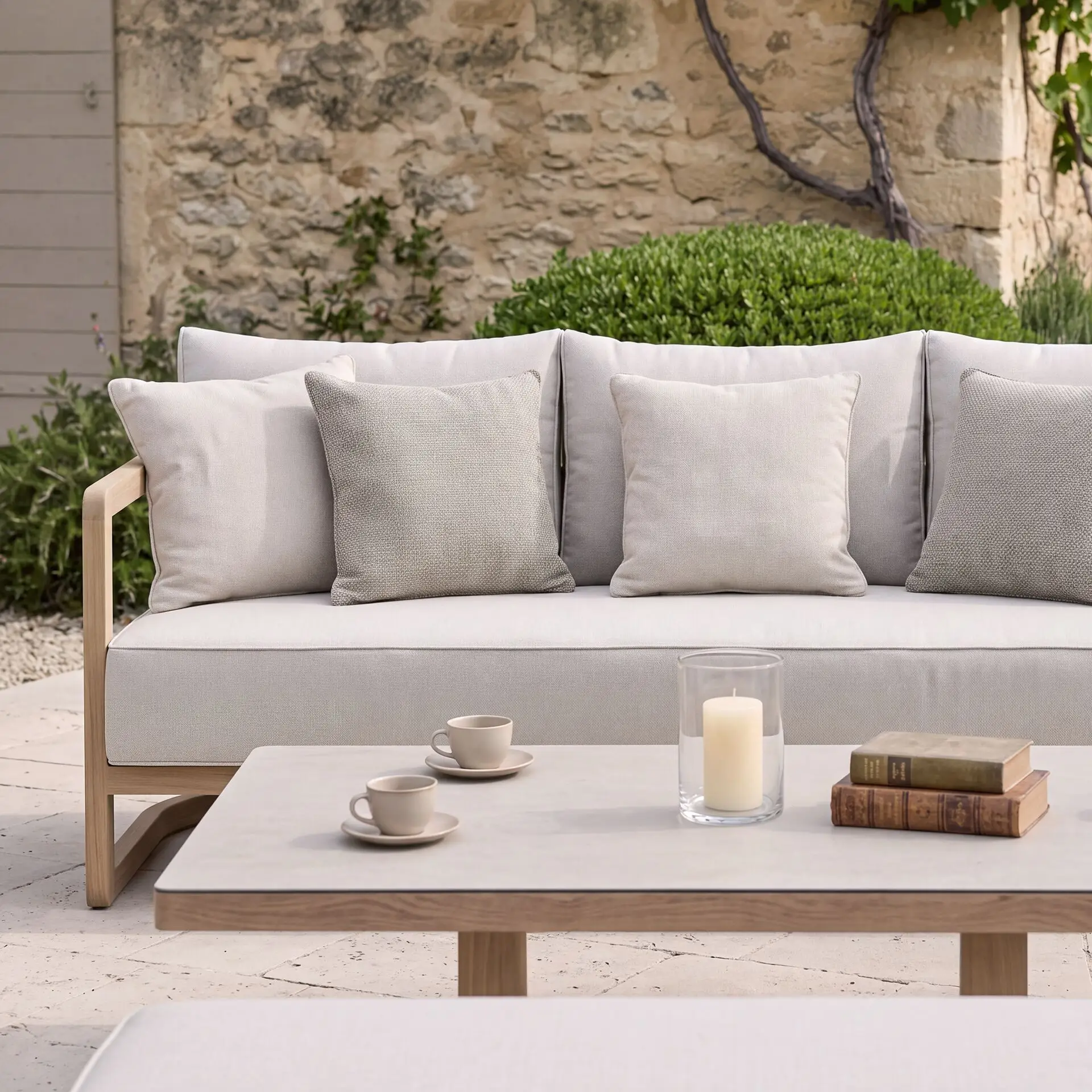Malibu 3 Seat Aluminium Sofa Set - Rising Table & Bench