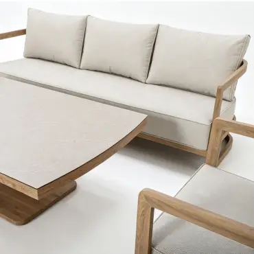 Malibu 3 Seat Aluminium Sofa Set - Rising Table & Bench