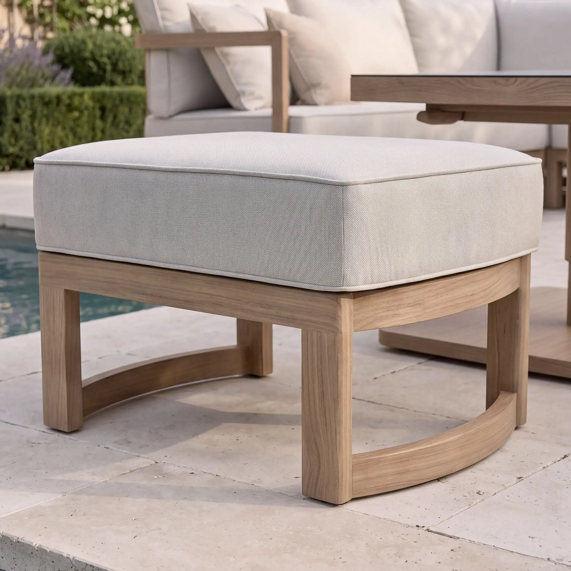Malibu Square Aluminium Corner Dining Set - Rising Table & Footstools