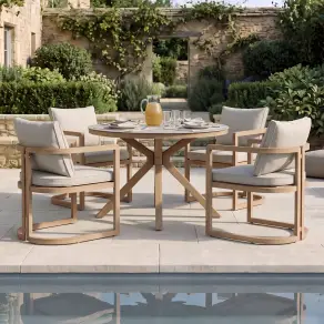 Malibu 4 Seat Round Aluminium Dining Set