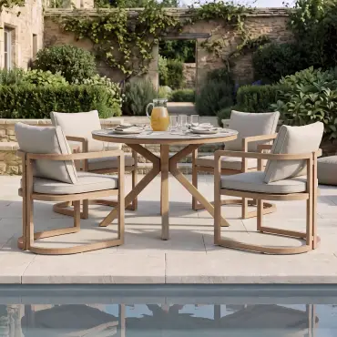 Malibu 4 Seat Round Aluminium Dining Set