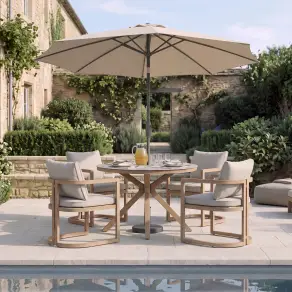 Malibu 4 Seat Round Aluminium Dining Set