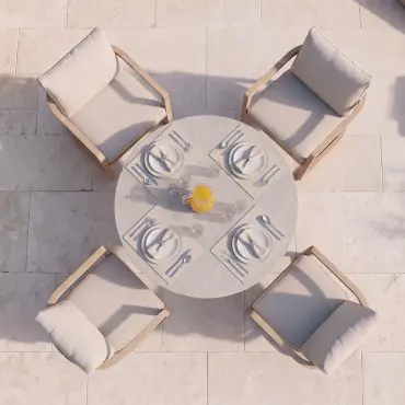 Malibu 4 Seat Round Aluminium Dining Set