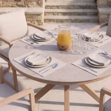 Malibu 4 Seat Round Aluminium Dining Set