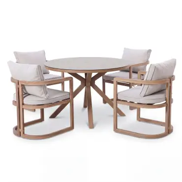 Malibu 4 Seat Round Aluminium Dining Set