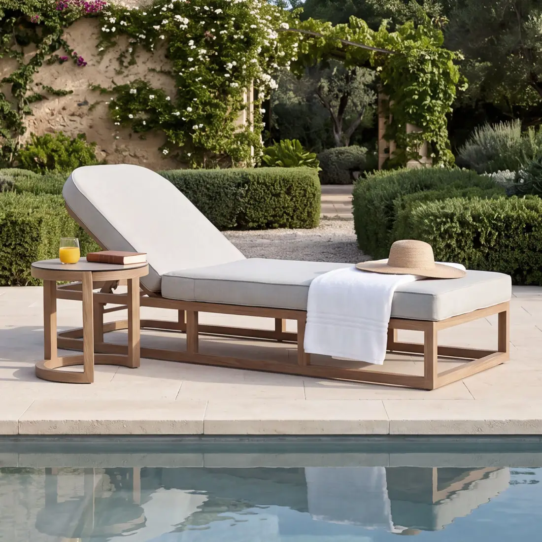 Malibu Aluminium Single Sunlounger - Round Side Table Malibu Aluminium Single Sunlounger - Round Side Table