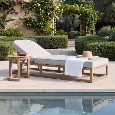 Malibu Aluminium Single Sunlounger - Round Side Table