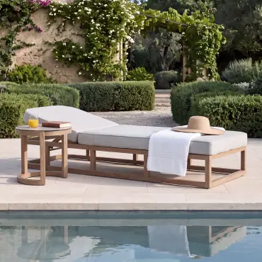 Malibu Aluminium Single Sunlounger - Round Side Table