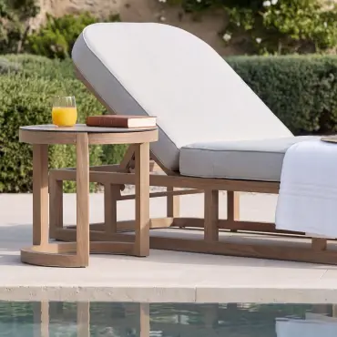 Malibu Aluminium Single Sunlounger - Round Side Table