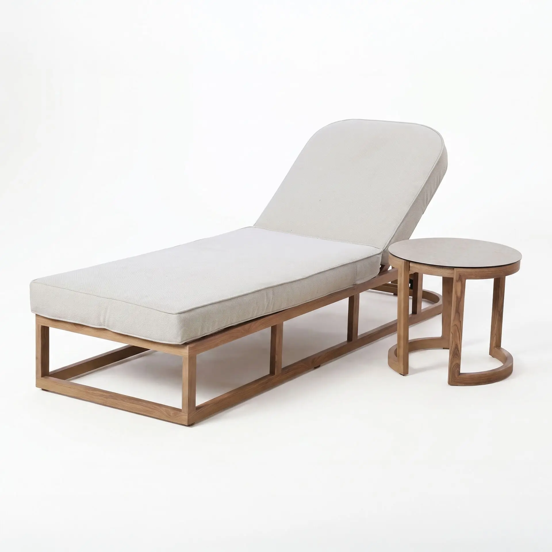 Malibu Aluminium Single Sunlounger - Round Side Table