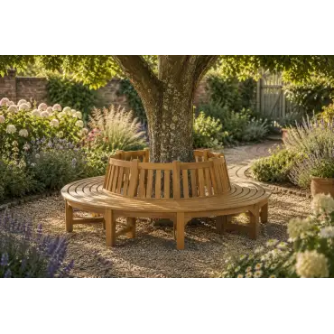 Contour tree teak bench