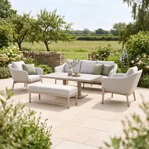 Bellagio Fabric 3 Seat Sofa Set - Rectangular Rising Table & Bench
