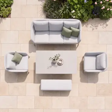 Bellagio Fabric 3 Seat Sofa Set - Rectangular Rising Table & Bench